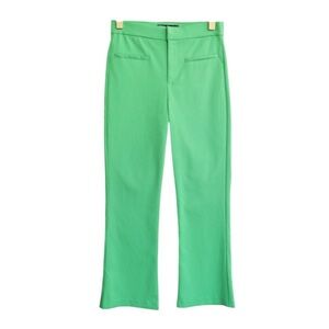 Zara Pants Kelly Green Crop Trousers Slightly Flare NEW Size XS